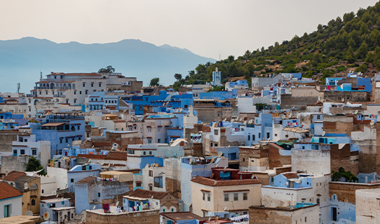 Morocco blue city top view